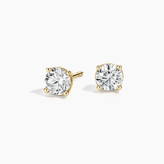 18K Yellow Gold Perfect 4-Prong Lab Diamond Stud Earrings (1 ct. tw.)