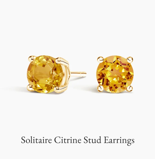 Solitaire Citrine Stud Earrings 