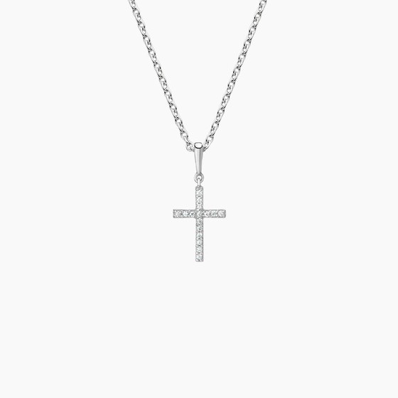 Silver Cross Diamond Pendant