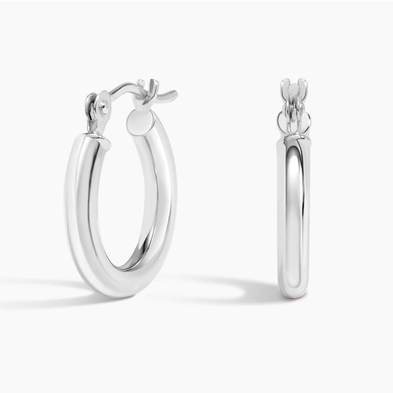 14K White Gold 2mm Huggie Perfect Hoop Earrings