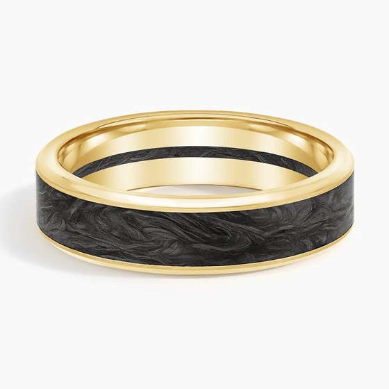 18K Yellow Gold Blaze Black 6mm Wedding Ring