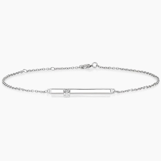 Silver Diamond Bar Bracelet