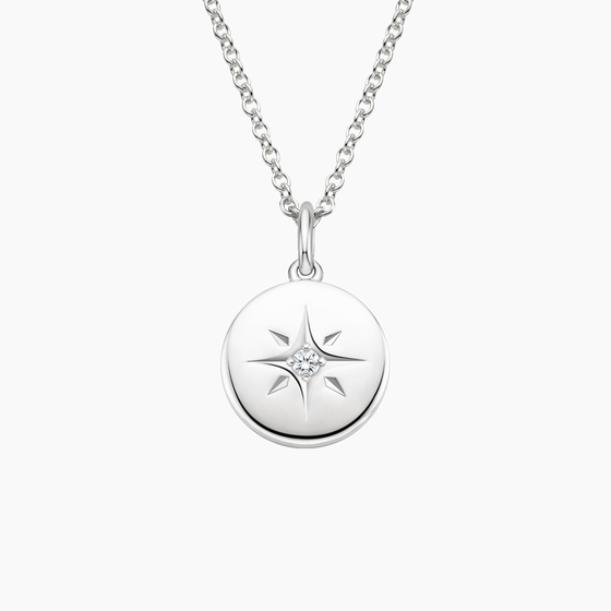 Silver North Star Diamond Pendant