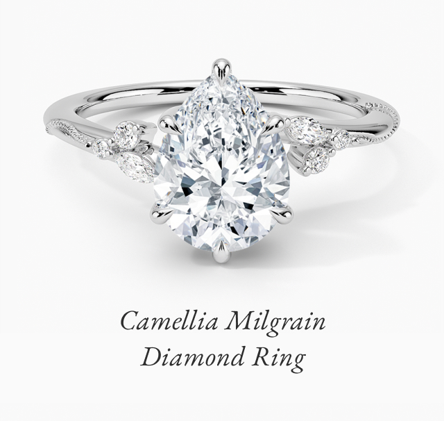 Camellia Milgrain Diamond Ring