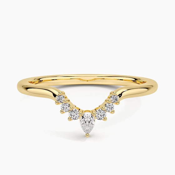 18K Yellow Gold Lunette Lab Diamond Ring (1/10 ct. tw.)