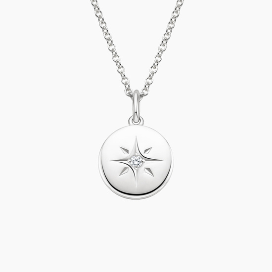 Silver North Star Diamond Pendant