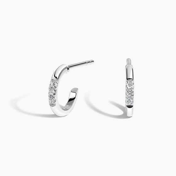 Silver Petite Diamond Huggie Earrings