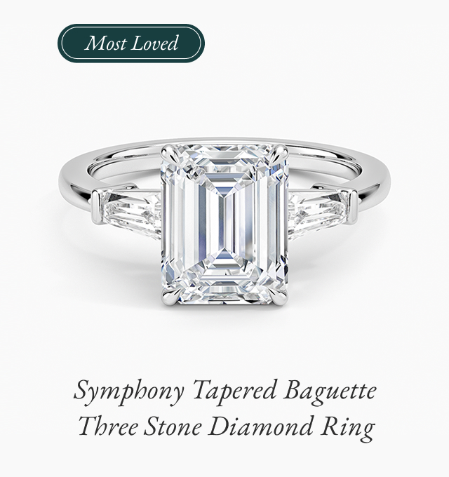 Symphony Tapered Baguette Three Stone Diamond Ring 
