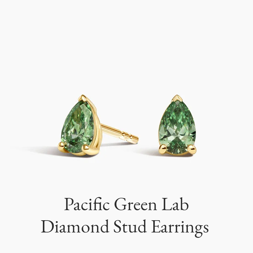 Pacific Green Lab Diamond Stud Earrings