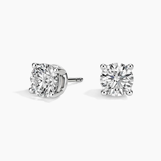 18K White Gold Perfect 4-Prong Certified Lab Diamond Stud Earrings (2 ct. tw.)