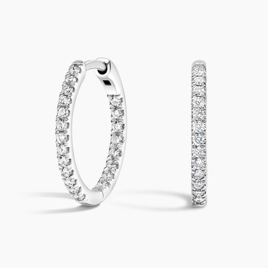 14K White Gold Extra Small Perfect Hoop Lab Diamond Earrings
