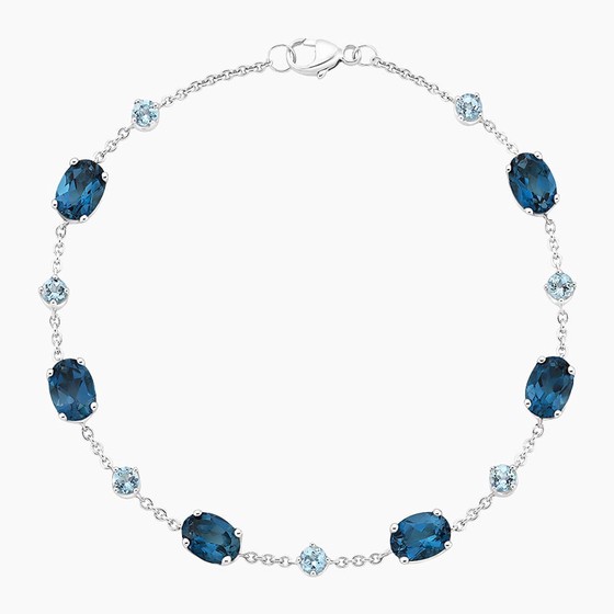 Silver Maris London Blue Topaz and Aquamarine Bracelet