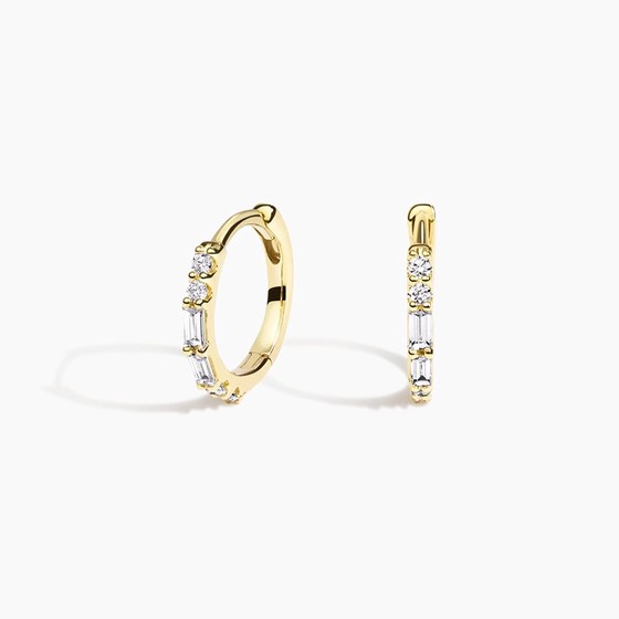 14K Yellow Gold Allegra Diamond Hoop Earrings (1/8 ct. tw.)