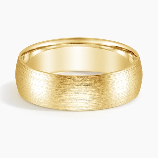 14K Yellow Gold Matte Comfort Fit 6mm Wedding Ring