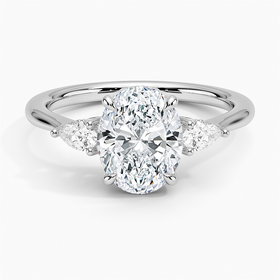 18K White Gold Adorned Petite Opera Three Stone Diamond Ring