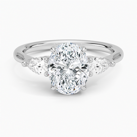18K White Gold Opera Three Stone Diamond Ring
