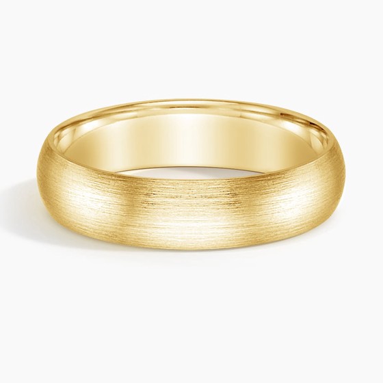 14K Yellow Gold Matte Comfort Fit 5mm Wedding Ring