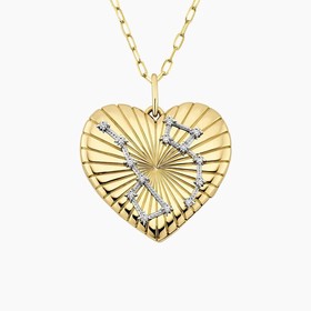 14K Yellow Gold Engravable Lucky Stars Diamond Locket