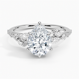 14K White Gold Luxe Camellia Milgrain Diamond Ring
