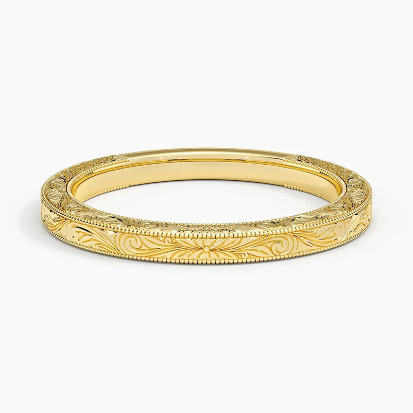 14K Yellow Gold Elsie Hand Engraved Ring