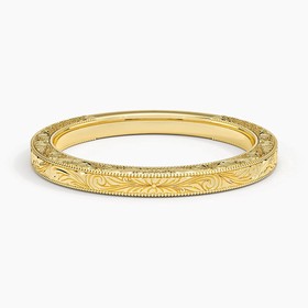 18K Yellow Gold Elsie Hand Engraved Ring