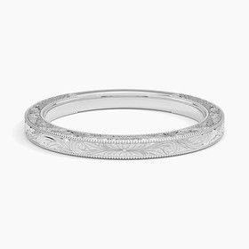 14K White Gold Elsie Hand Engraved Ring