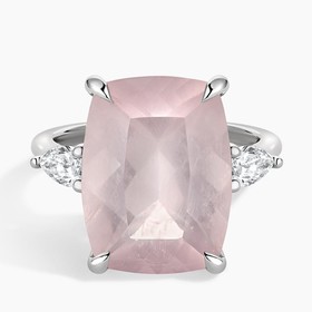 18K White Gold Soiree Rose Quartz and Diamond Cocktail Ring