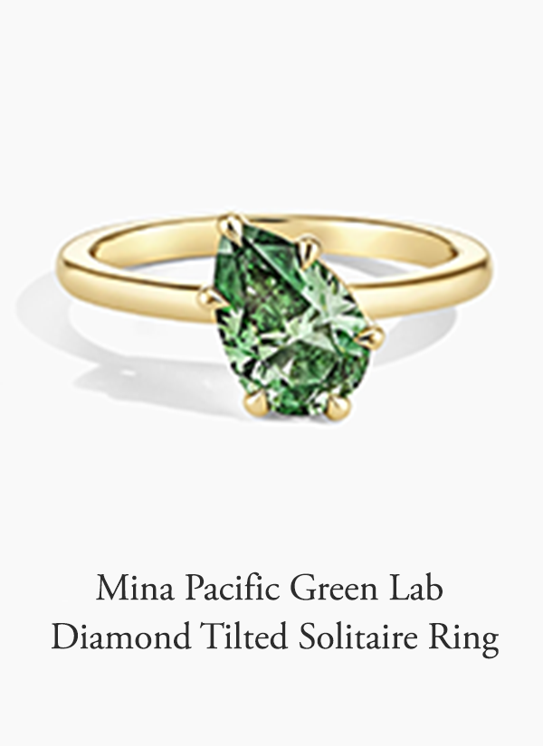 Mina Pacific Green Lab Diamond Tilted Solitaire Ring