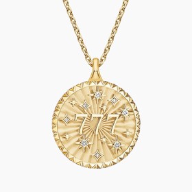 14K Yellow Gold 777 Good Fortune Diamond Medallion Necklace