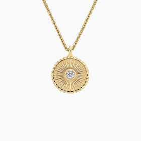 14K Yellow Gold Mini Sun Lab Diamond Medallion