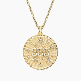14K Yellow Gold 333 Growth Diamond Medallion Necklace