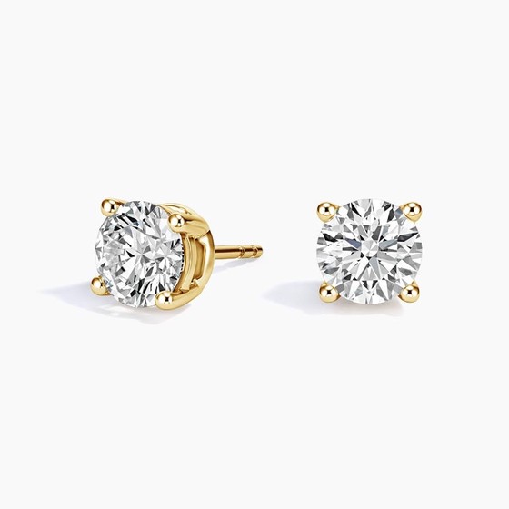 18K Yellow Gold Perfect 4-Prong Certified Lab Diamond Stud Earrings (2 ct. tw.)
