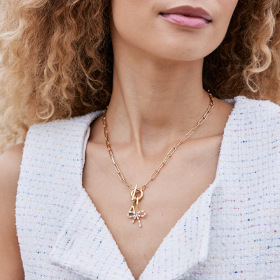 Colette Initial Charm Toggle Necklace
