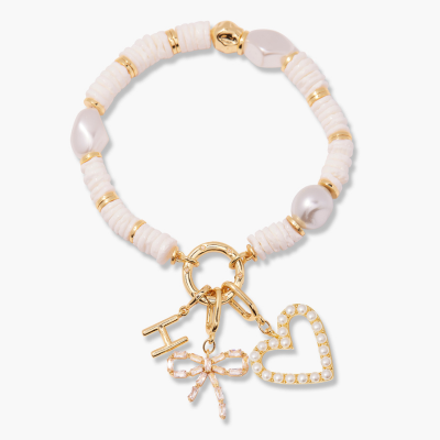 Salina Initial White Shell Charm Bracelet