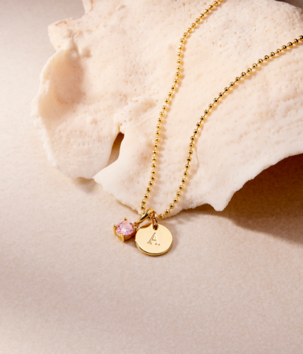 Melrose Mini Initial Birthstone Necklace