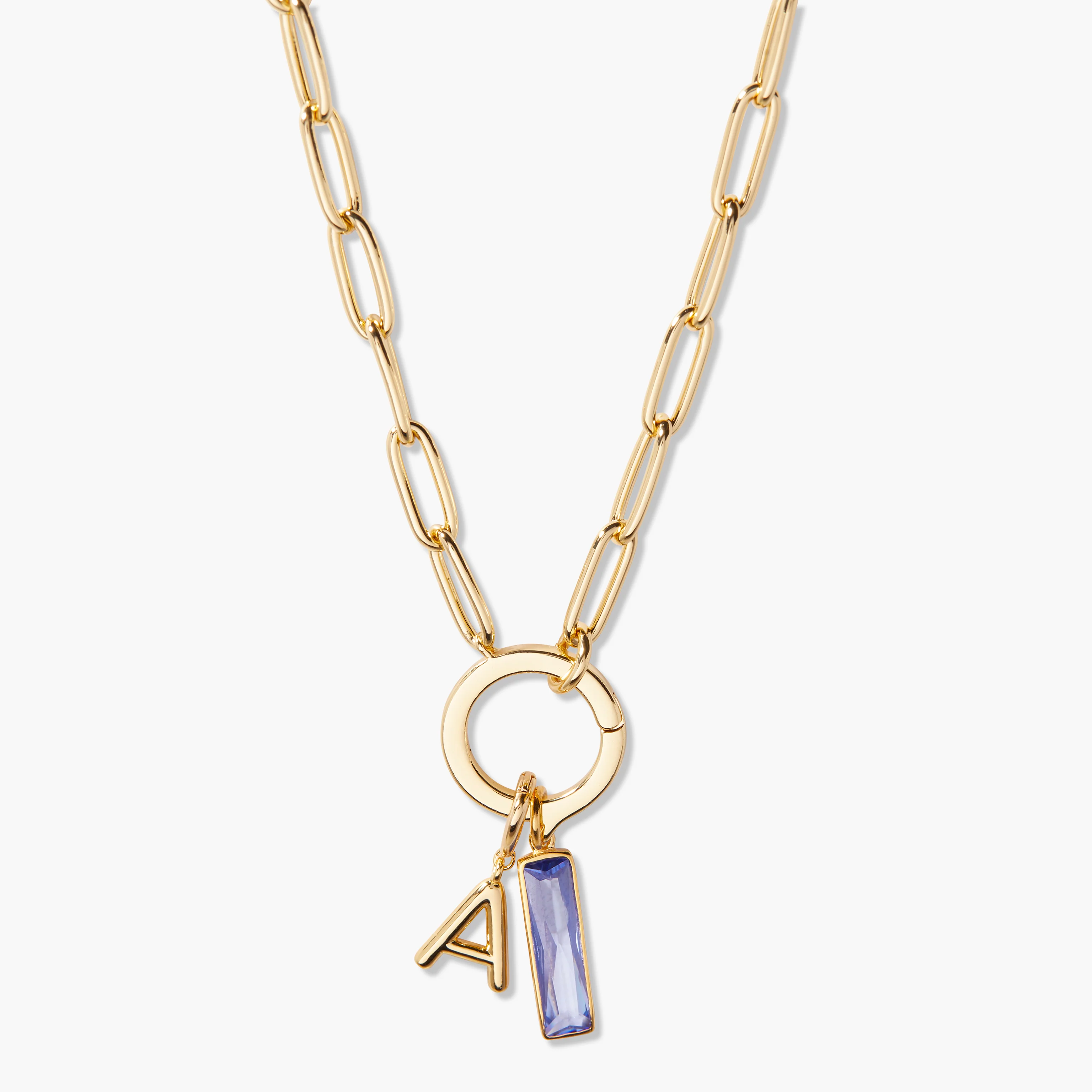 Image of Colette Birthstone Elongated Initial Necklace
