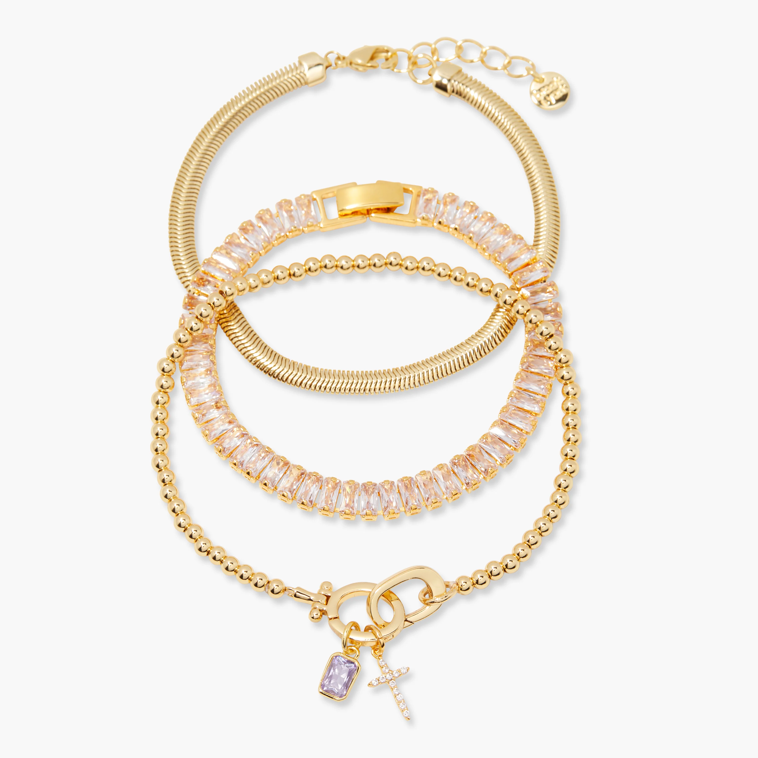 Image of Josephine Cross Birthstone Bracelet Set