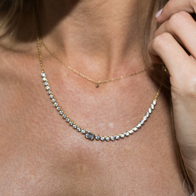 Lumi Vermeil Emerald Diamond Tennis Necklace