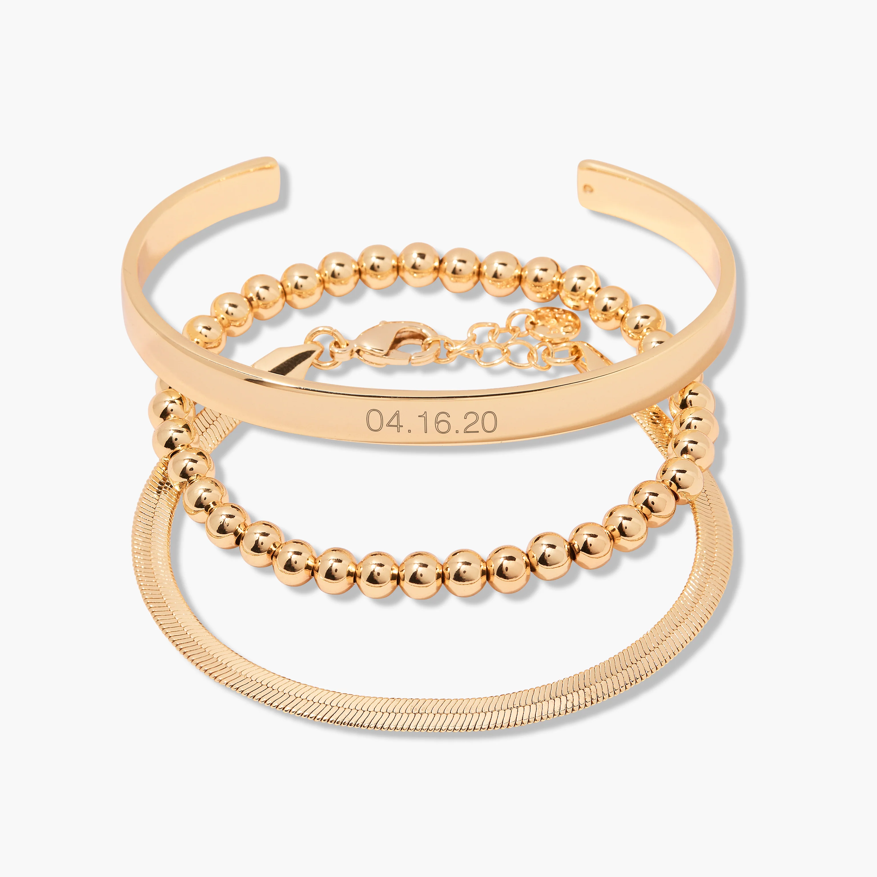 Image of Date Cuff Bracelet Stack Set