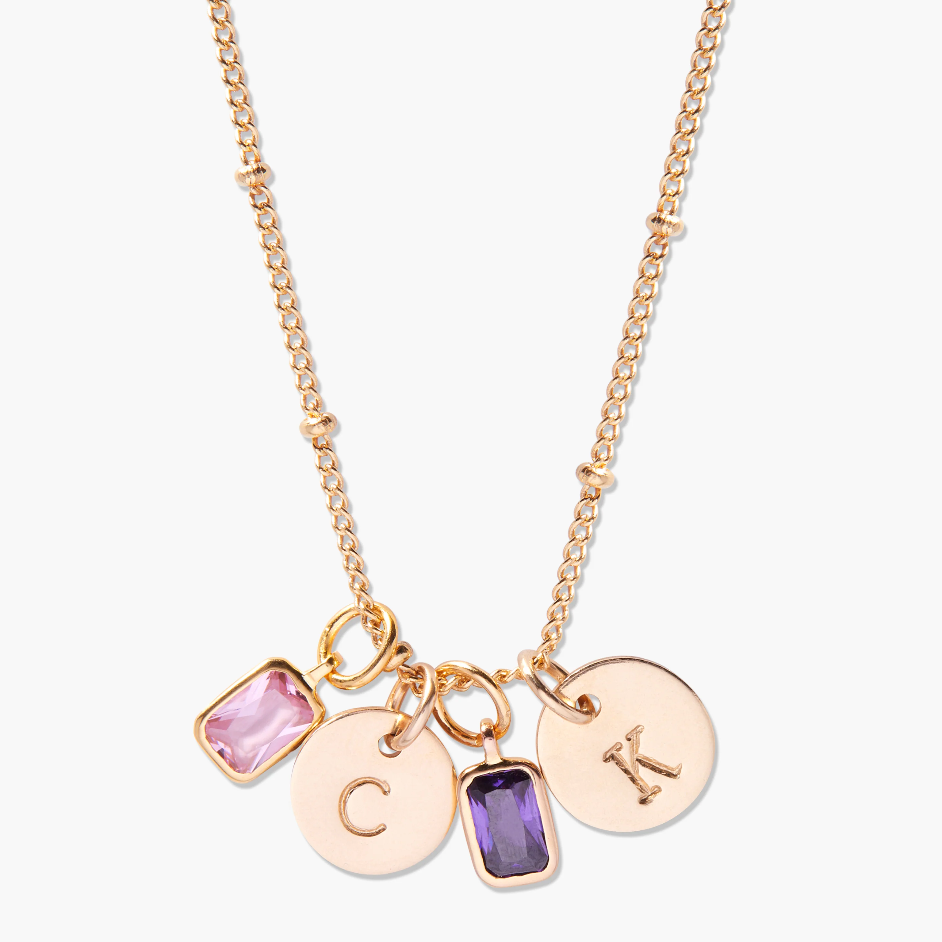 Image of Mackenzie Two Birthstone Initial Pendant