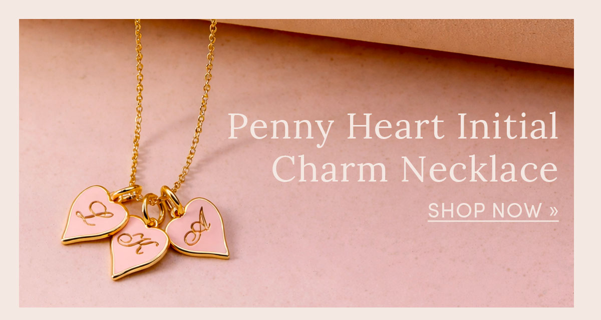 penny heart initial charm necklace