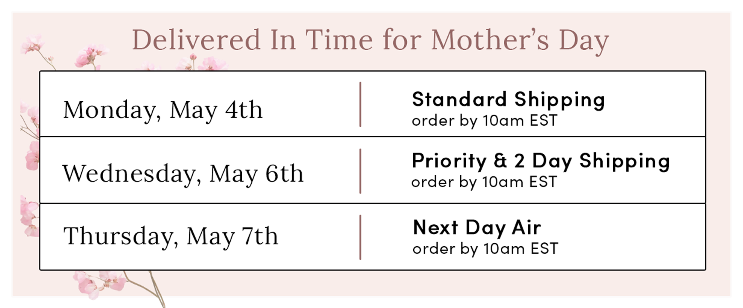 check website for up to date shipping information