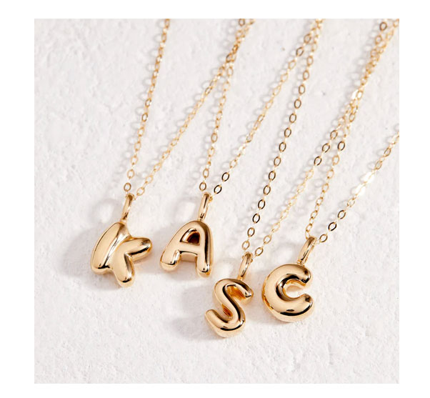 darby 14k gold bubble initial pendant