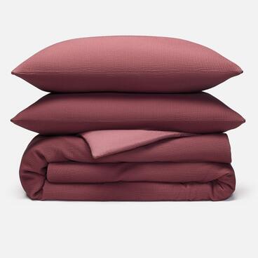 Ribbed Matelasse Duvet Set in Plum