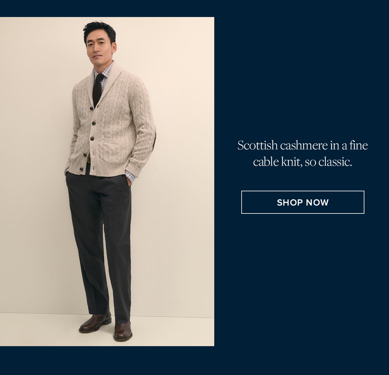 Scottish cashmere in a fine cable knit, so classic. | Shop Now