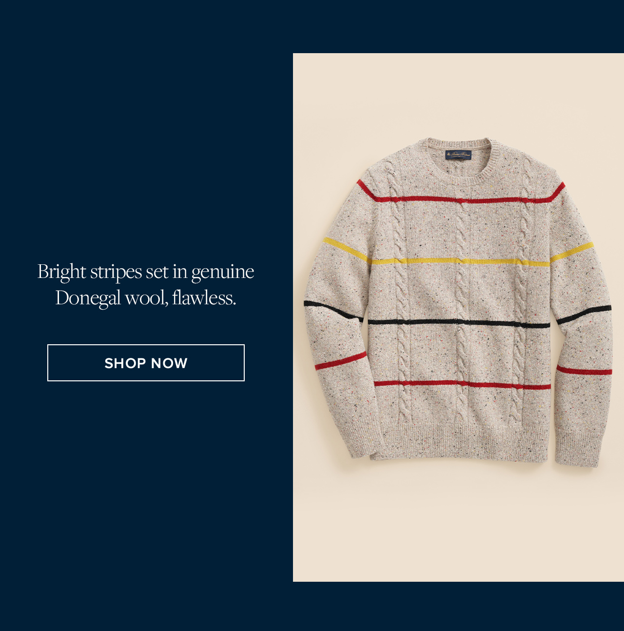 Bright stripes set in genuine Donegal wool, flawless. | Shop Now