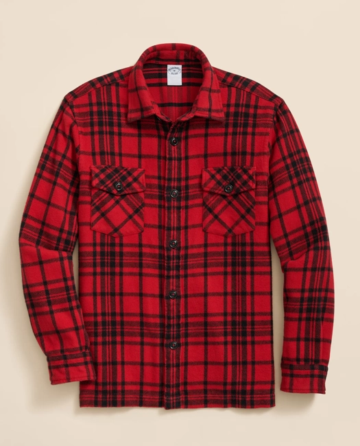 Image of Brooks Brothers Cotton Plaid Overshirt