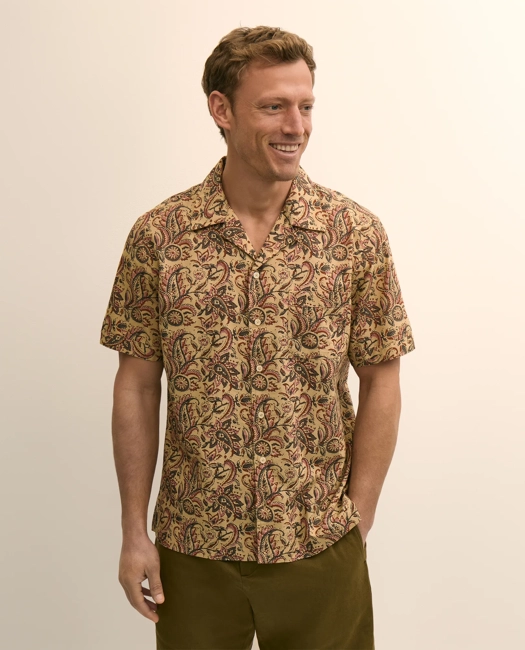 Image of Cotton Camp Collar, Paisley Block Print