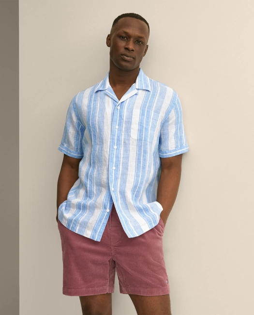 Image of Irish Linen Short-Sleeve Camp Collar