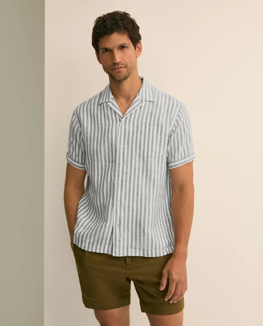 Image of Irish Linen Short-Sleeve Camp Collar